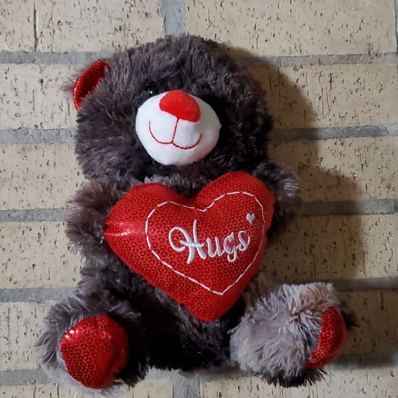 Hugs Brown Teddy Bear with Heart - Picture 1 of 3